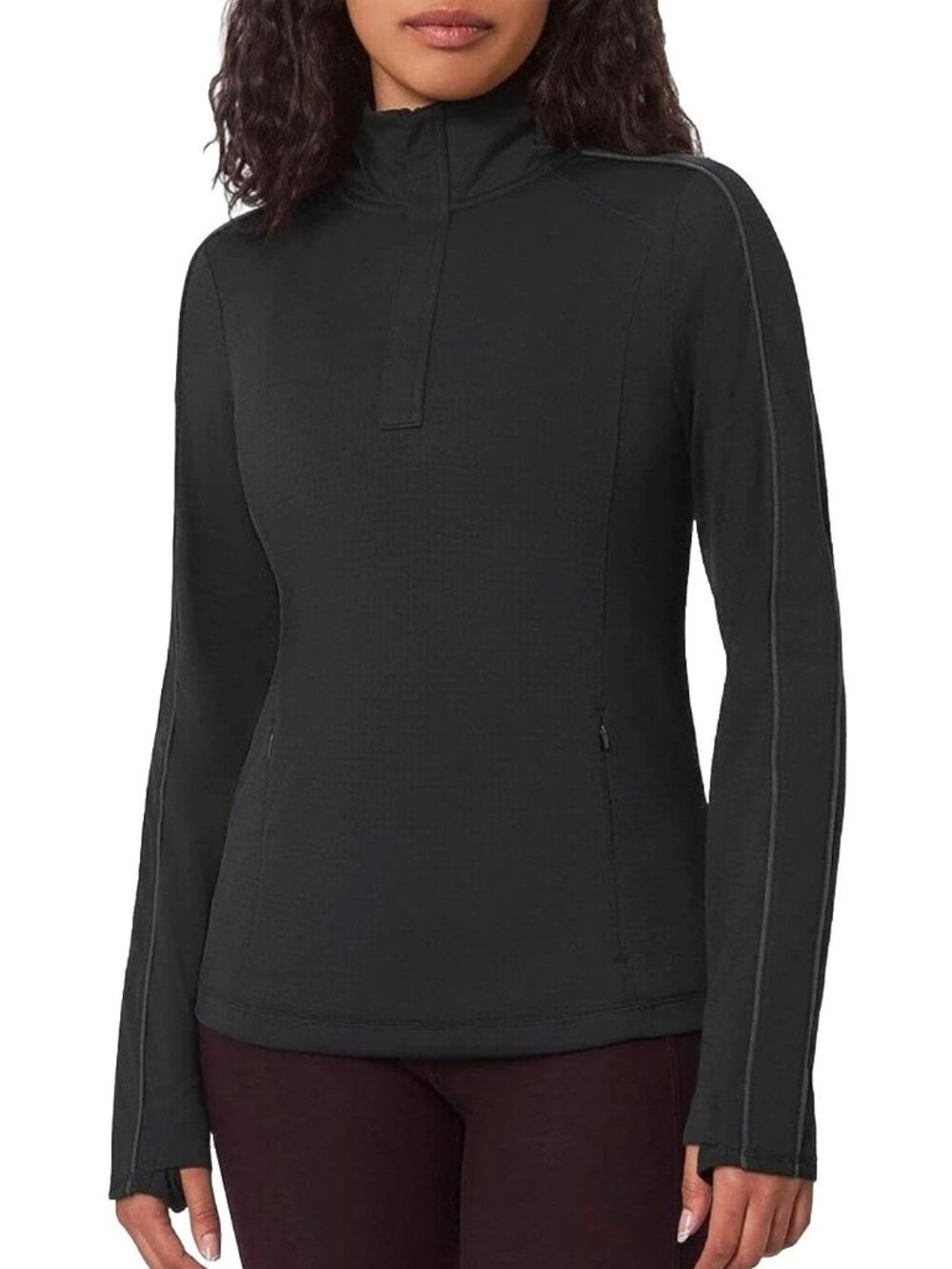 NWT Mondetta Women's L Black Performance  Active 1/4-Zip Long Top C0862